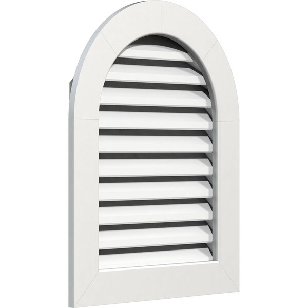 Round Top Gable Vent Functional, PVC Gable Vent W/ 1 X 4 Flat Trim Frame, 16W X 26H